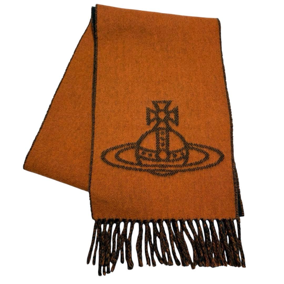 美品 Vivienne Westwood ウール リバーシブル マフラー オーブ