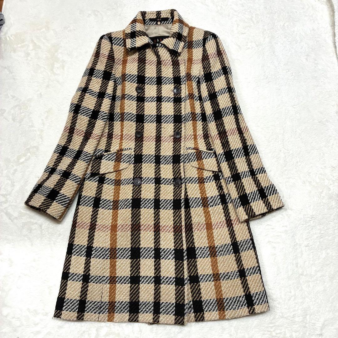 DAKS ダックス ロングコート チェック ファー付　38サイズ