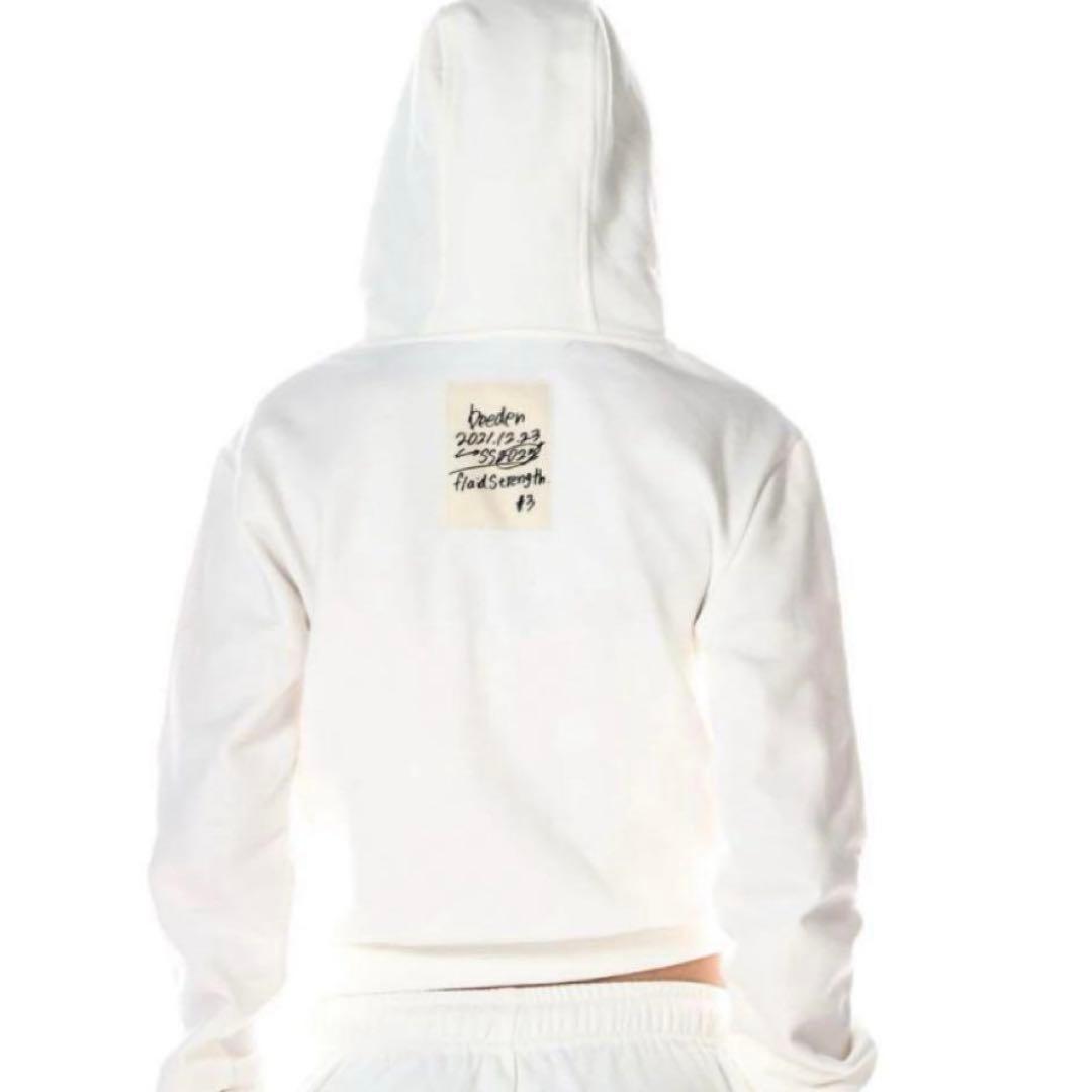 beeden ホワイト クロップド パーカー フード付き