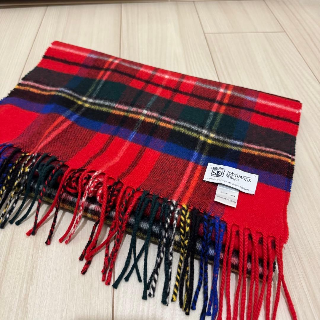 新品Johnstons of Elgin ジョンストンズ　中判チェックスカーフ