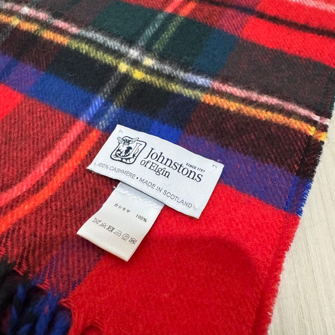 新品Johnstons of Elgin ジョンストンズ　中判チェックスカーフ