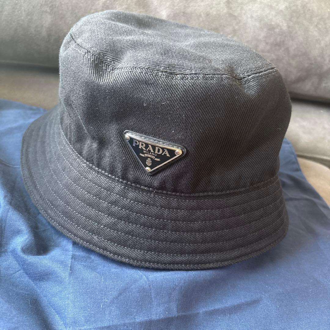 PRADA ブラック バケットハット XL コットンタイプ