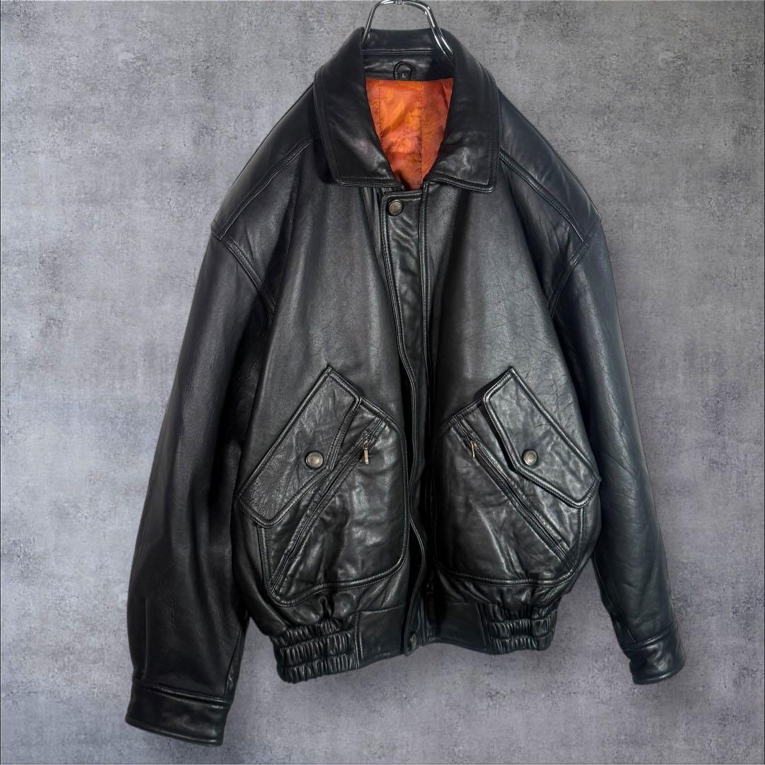90's VINTAGE A-2 フライトジャケット イタリア製ラムレザー L