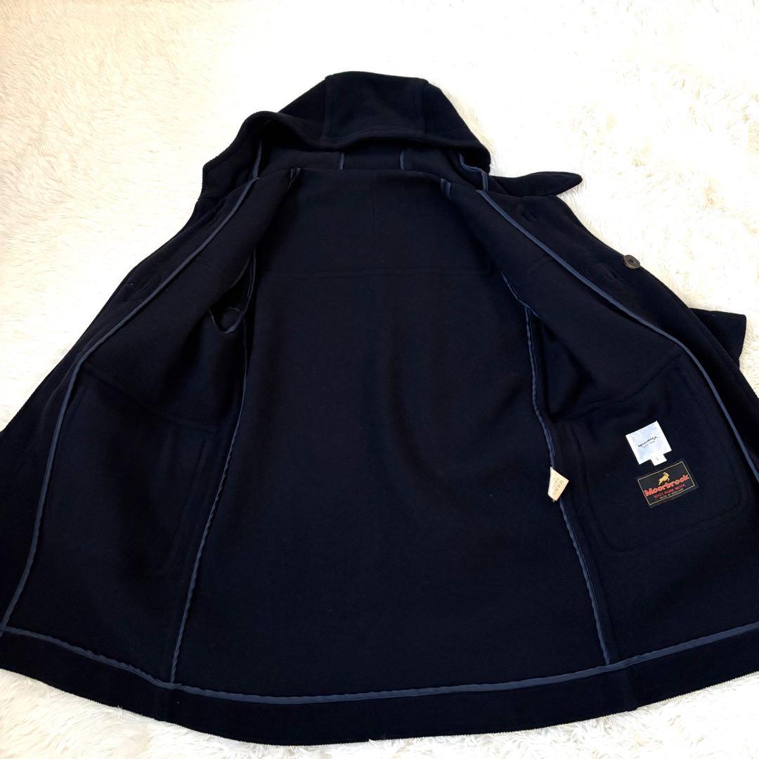 【MoorBrook製生地】ダッフルコート　ヘリンボーン　ネイビー　英国製　M