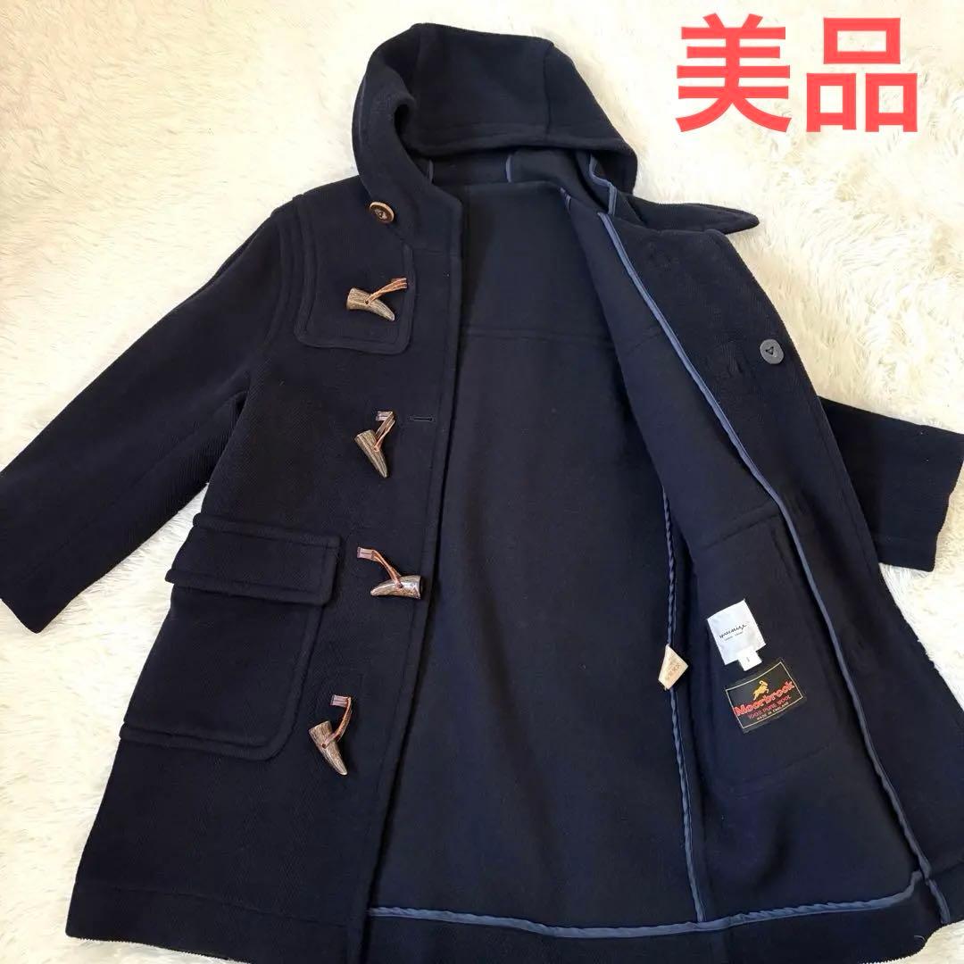 【MoorBrook製生地】ダッフルコート　ヘリンボーン　ネイビー　英国製　M