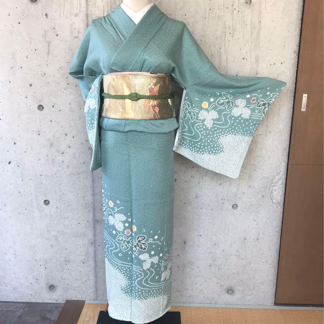 正絹　上質な訪問着　絞り柄　袷