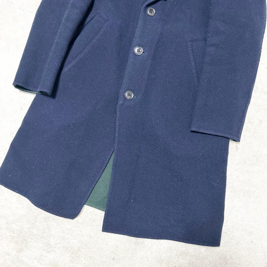現行　PaulSmith ウールチェスターコート　ネイビー　バイカラー　緑