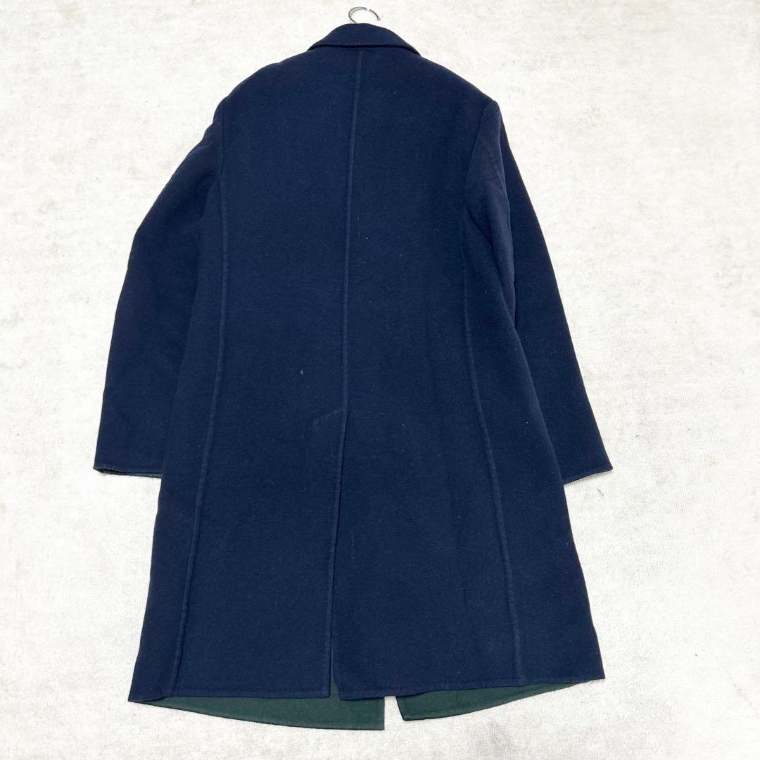 現行　PaulSmith ウールチェスターコート　ネイビー　バイカラー　緑