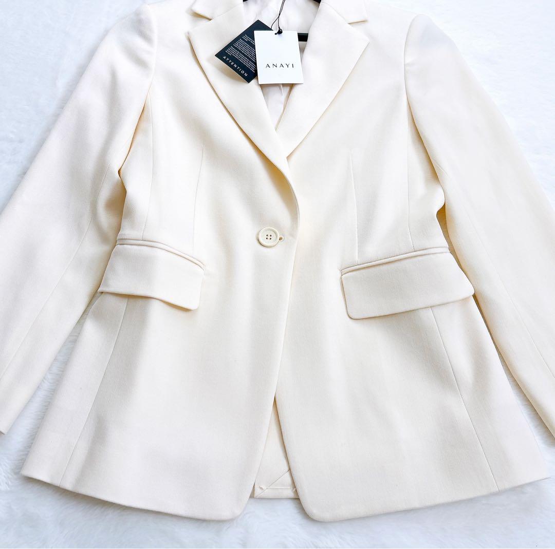 《新品23年製》ANAYI アイボリー ウール混 テーラードジャケット 白系 S