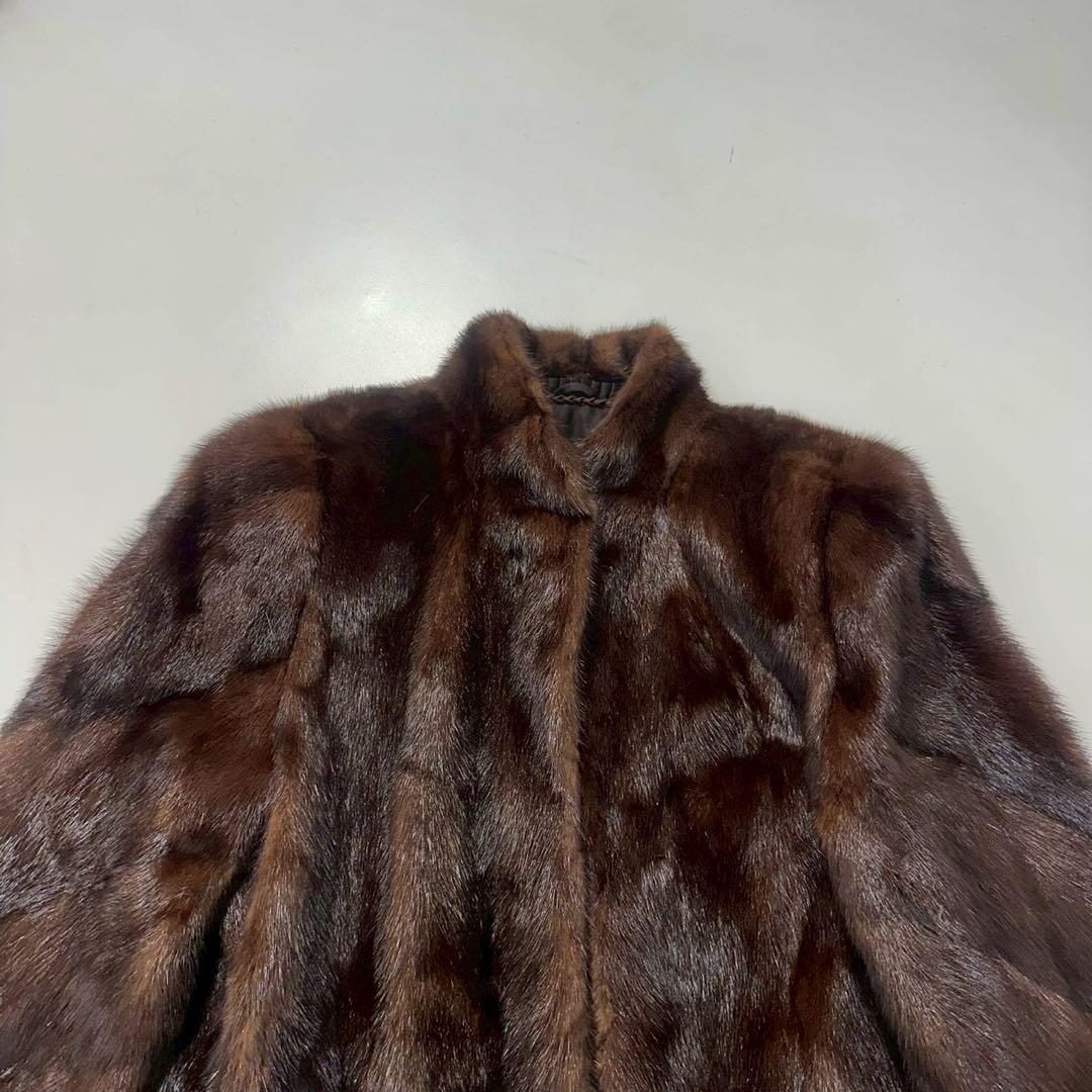 マカボニーミンク ファーコート ブラウン 毛皮 リアルファー 上質 艶あり
