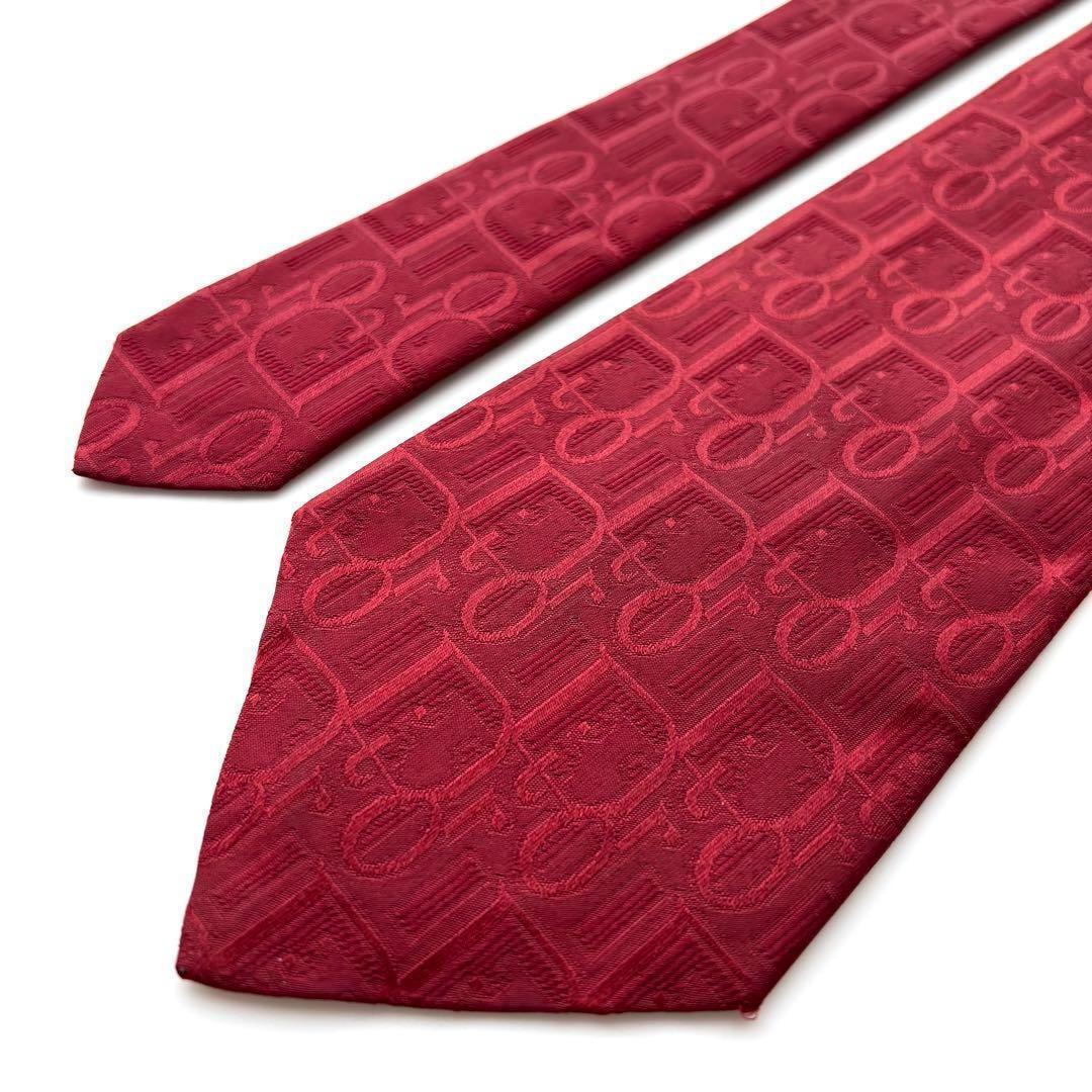 ꧁美品꧂ クリスチャンディオール ネクタイ トロッター オブリーク ロゴ レッド