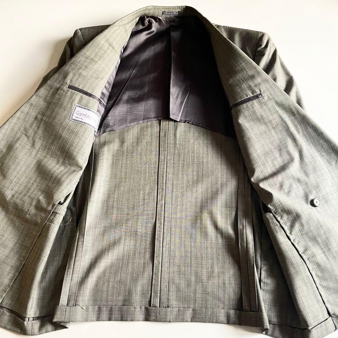 し*ー様 ジャンニヴェルサーチ ヘリンボーンST ダブルスーツ 48 美品 ヴィ