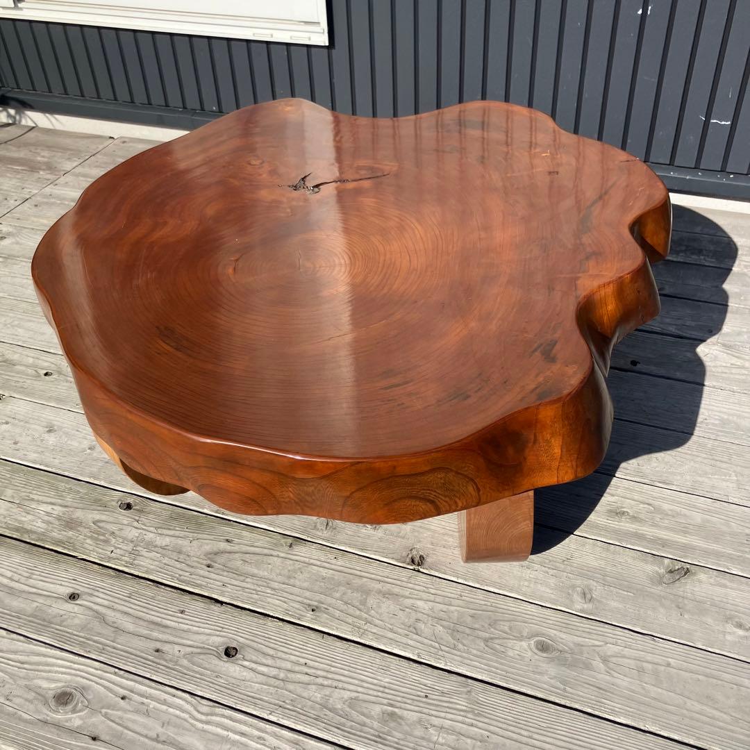 昭和レトロ 木製 天然木 欅材 一枚板 脚付き座卓 センターテーブル ビンテージ