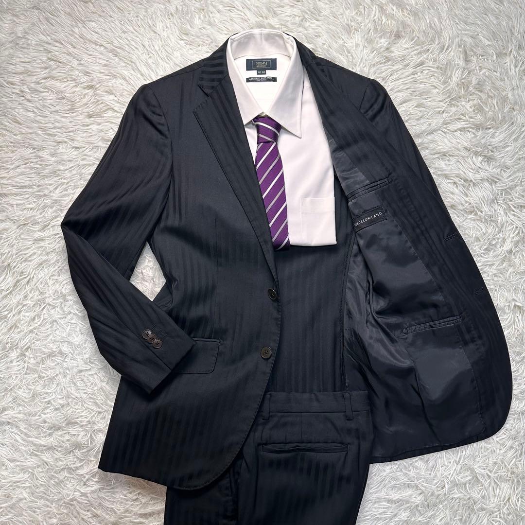 専用 未使用級 トゥモローランド シルク4割 光沢 ストライプ セットアップ44