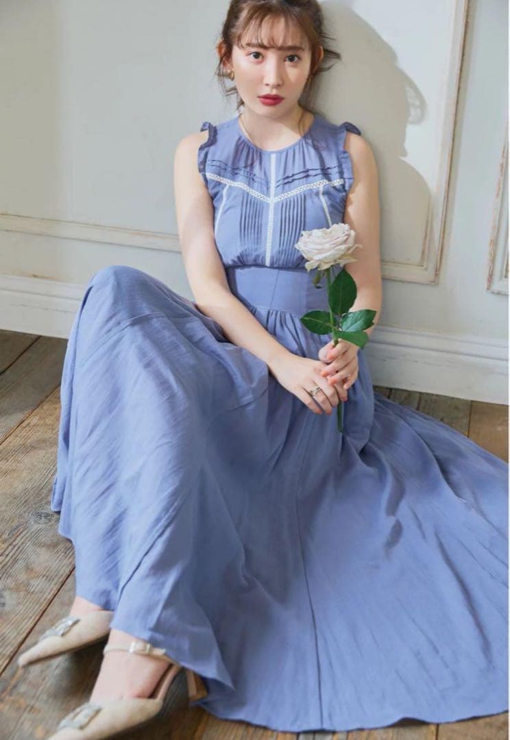 Back Lace-Up Cotton Long Dress【Sサイズ】