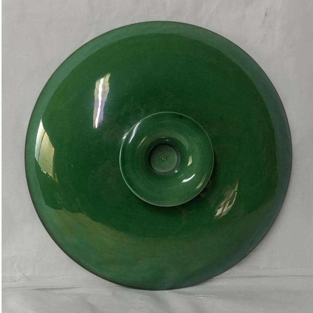 e2710 珉平焼 蓋物 喰籠 木箱入り 緑釉 喰篭 菓子器 淡路焼 民平焼