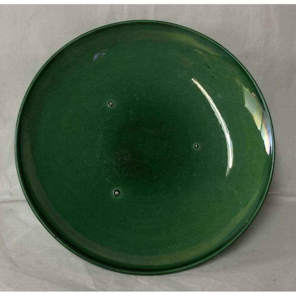 e2710 珉平焼 蓋物 喰籠 木箱入り 緑釉 喰篭 菓子器 淡路焼 民平焼