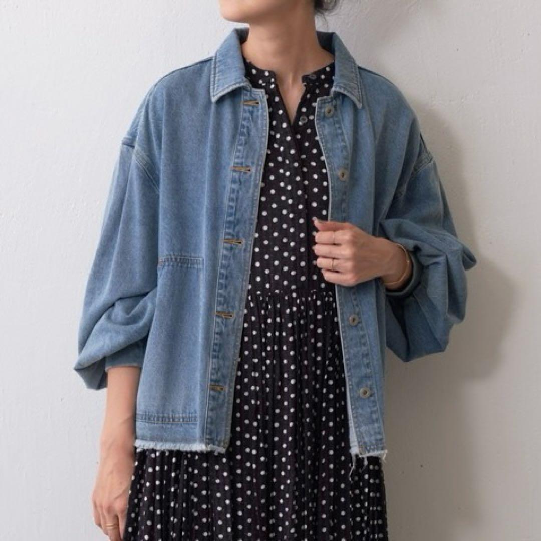 【ビアズリー】FRIPIER パフ袖カバーオールデニムジャケット/良品