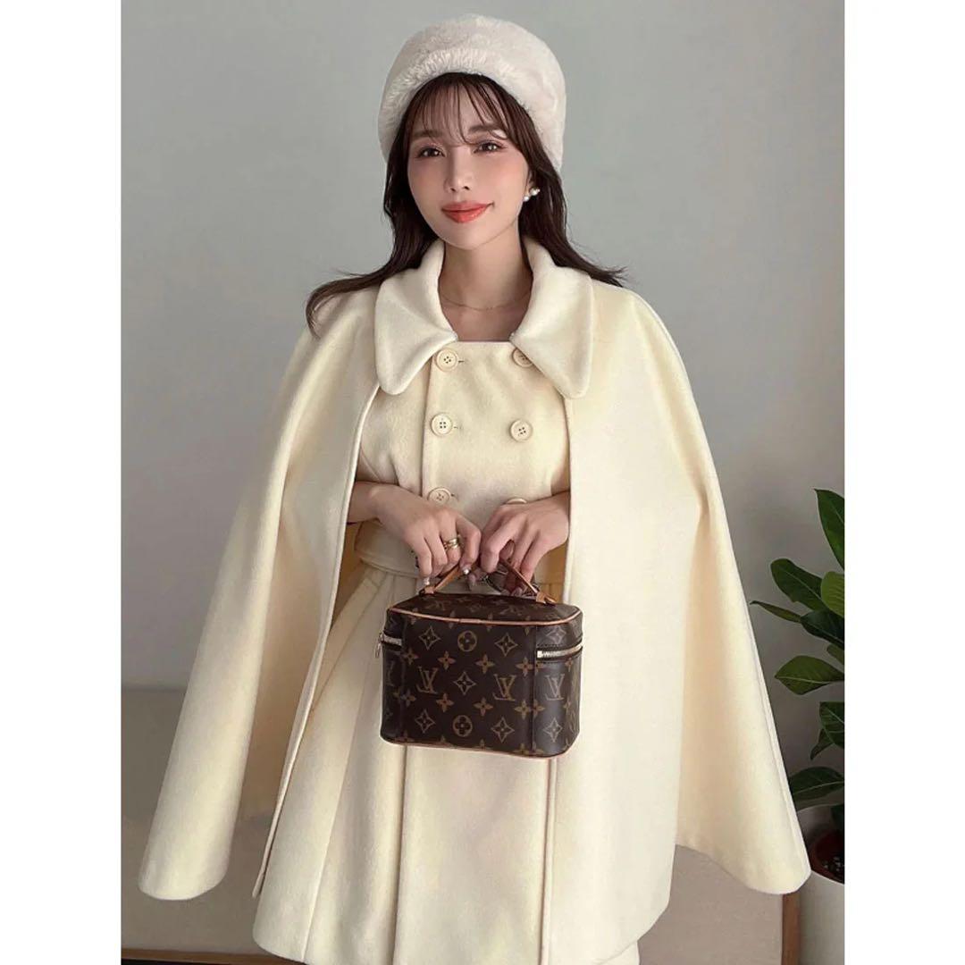 r*y様 eimy istoire フェイクファーカラーマントコート / ホワイ