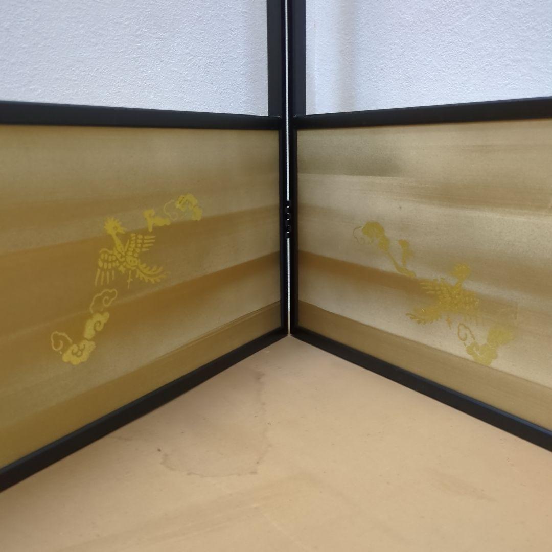 風炉先屏風　両面開き　茶道具　間仕切り　屏風　衝立　木製　美品
