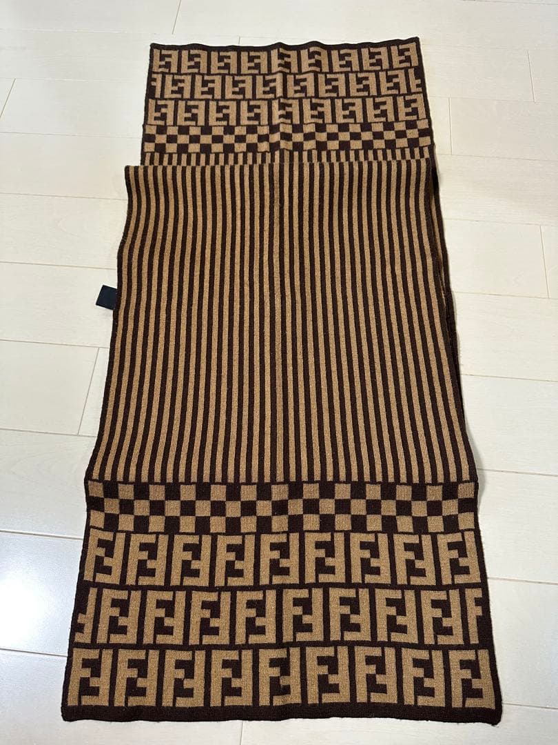 FENDI ウールマフラー ブラウン ベージュ