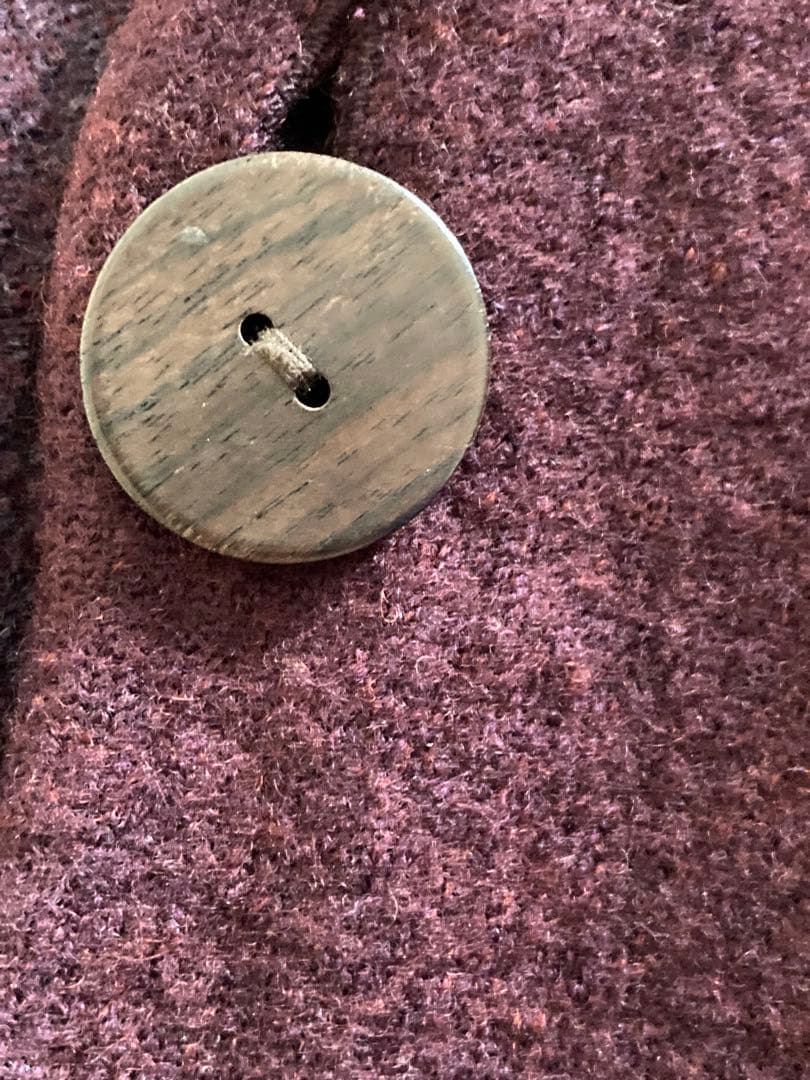 ヨーガンレール　パッチワーク風ニットロングコート　赤紫茶系 大きめゆったりサイズ