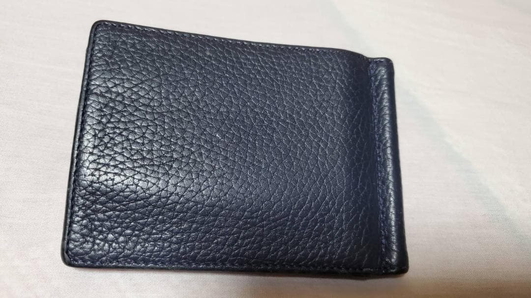 正規 モンブラン レザーマネークリップ紺 財布 ペーパーウォレット カードケース