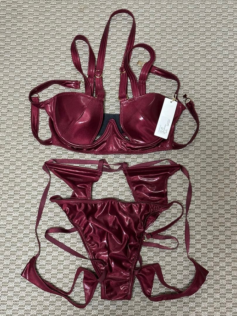 パルフェット　セミオープンバスト・ハーネスボンテージセットアップ　ワインMサイズ