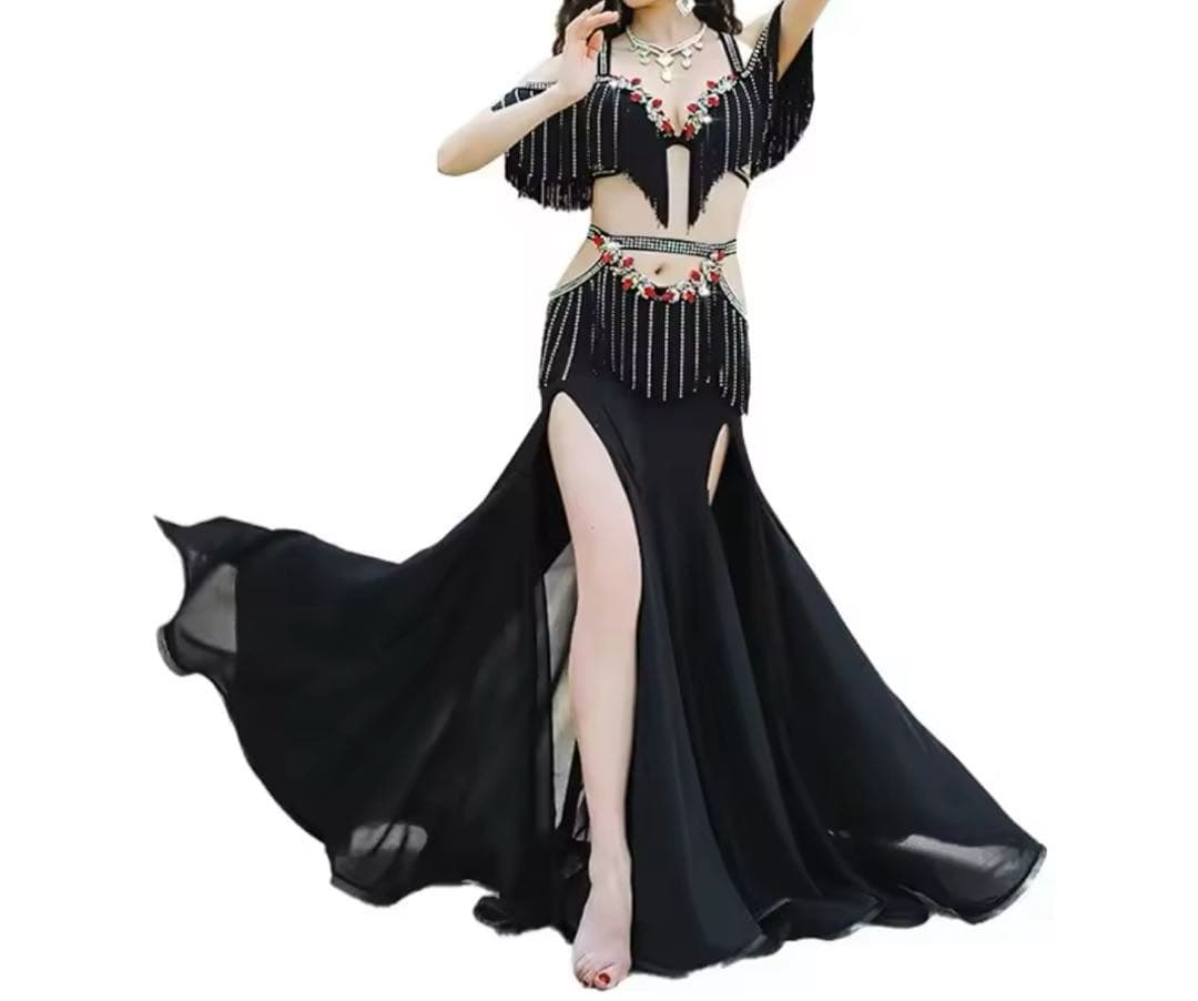 ◯フリンジ　ブラック　ベリーダンス　オリエンタル衣装◯black