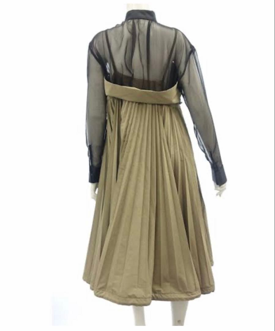 ワンピース Sacai 23aw Mixed Media Long Sleeve Dress