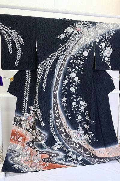 ★専用★美品 訪問着 辻が花 墨黒 袷 身丈166.0cm トールサイズ 正絹