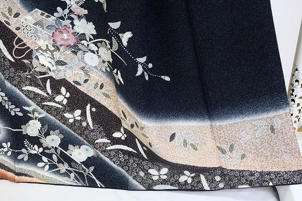 ★専用★美品 訪問着 辻が花 墨黒 袷 身丈166.0cm トールサイズ 正絹