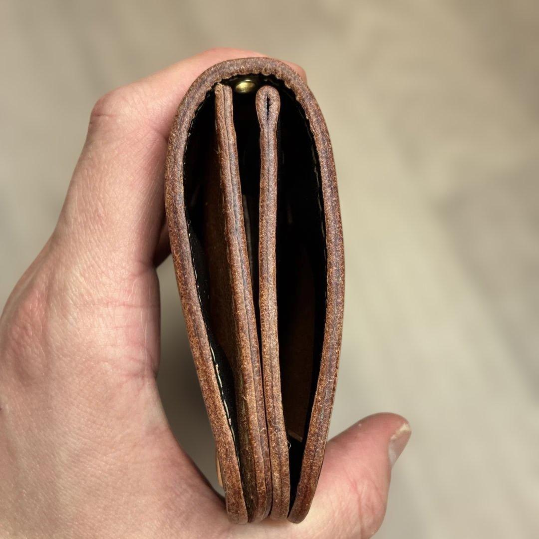 【茶芯ブラック】ミドルトラッカーウォレット　真鍮　お札を折らずに収納　タイプB