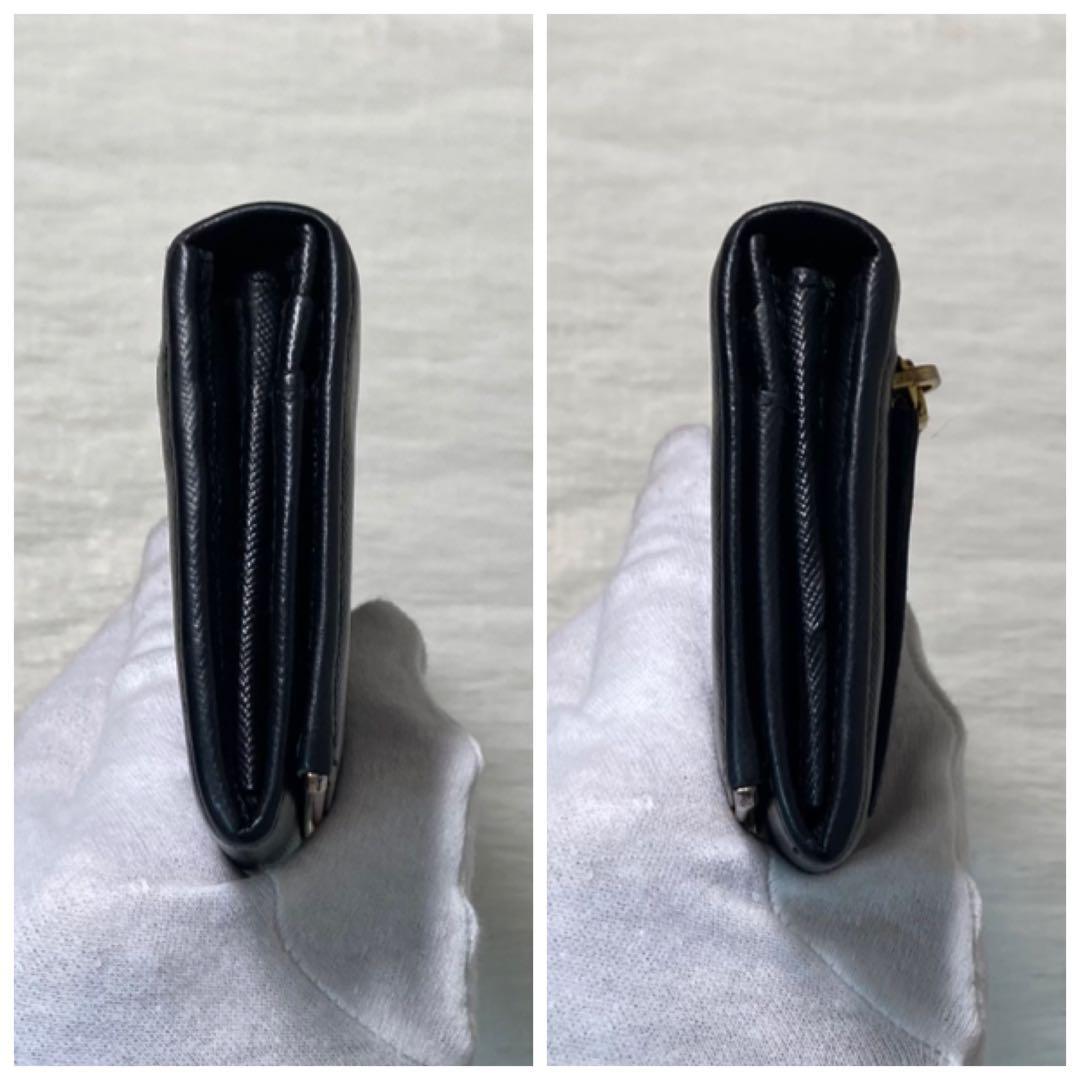 早い者勝ち　PRADA プラダ　二つ折り　ロングウォレット　プレート　黒　大人気