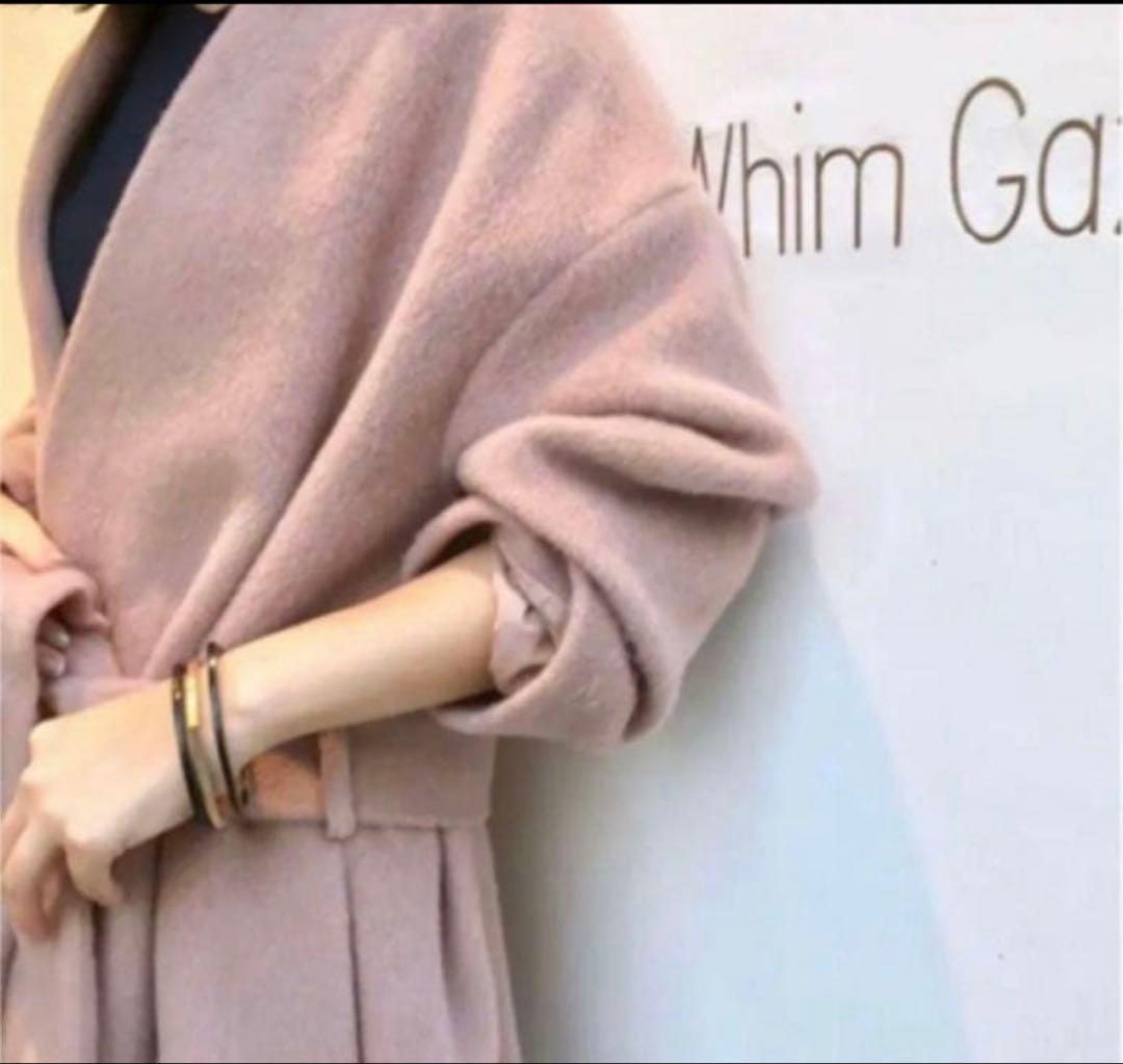 【美品】モヘアロングガウンコート、Whim Gazette大草直子コラボ腰ベルト