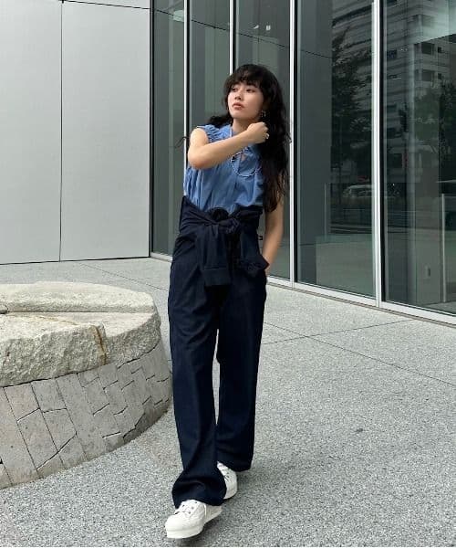 サロペット・オーバーオール・オールインワン ameri vintage SHINY DENIM LIKE ROMPERS