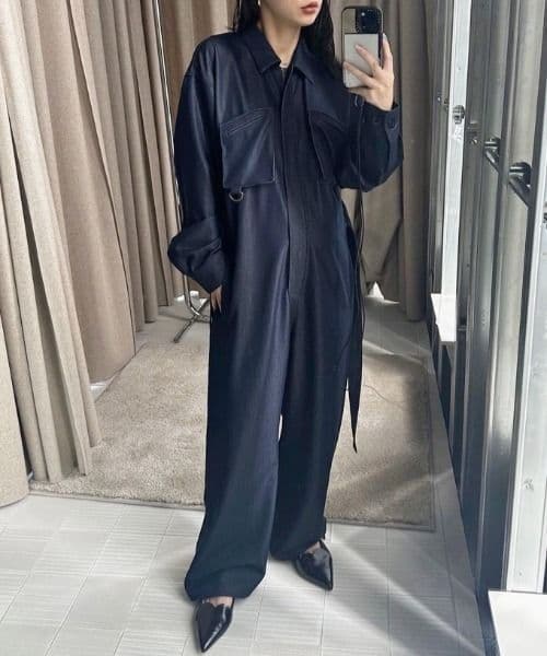 サロペット・オーバーオール・オールインワン ameri vintage SHINY DENIM LIKE ROMPERS