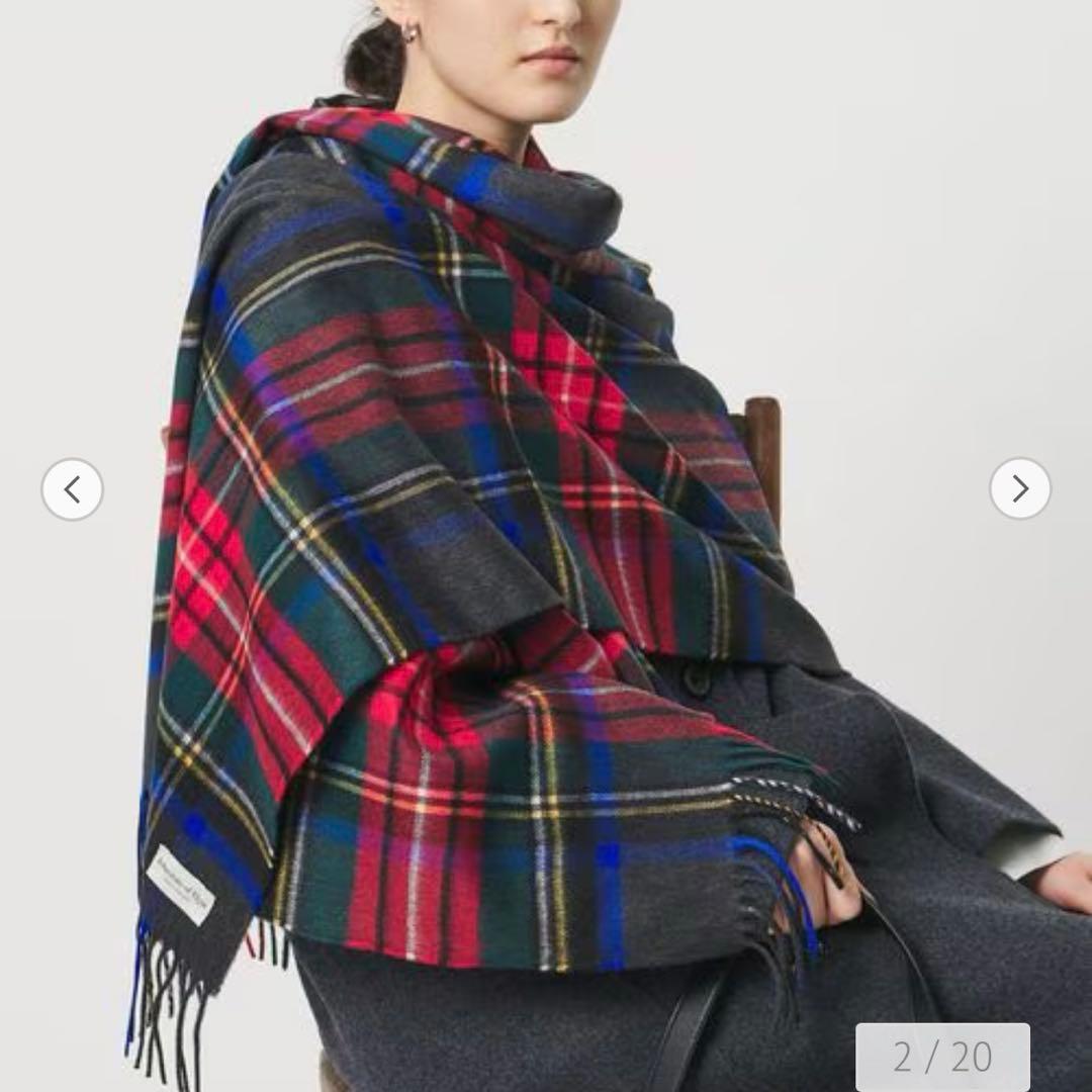 【国内正規品】ジョンストンズ　カシミア100% 大判ストール　チャコール