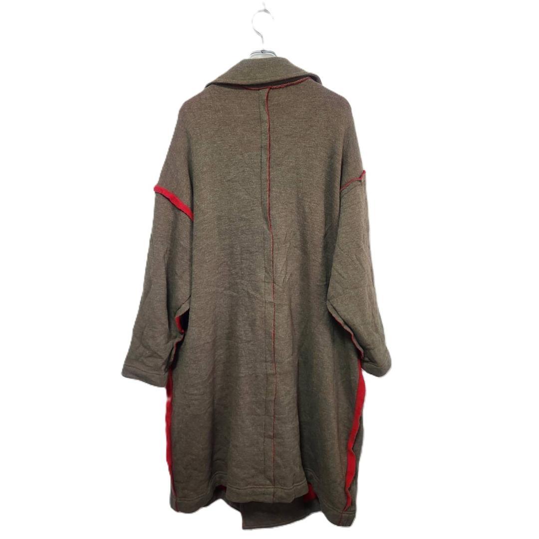 ワイズ Y's バイカラー断ち切りニットコート カーキ ロングコート L