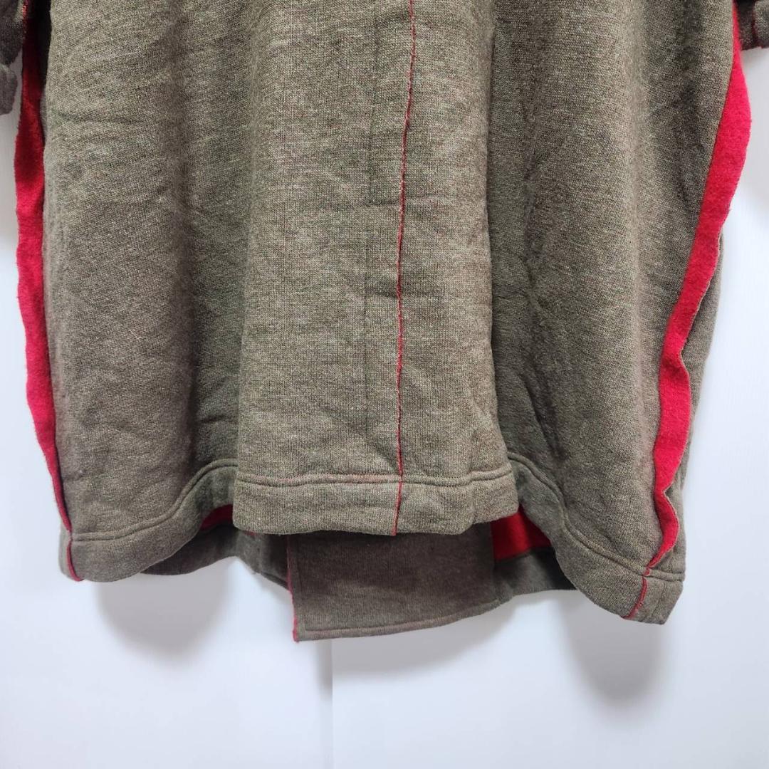 ワイズ Y's バイカラー断ち切りニットコート カーキ ロングコート L