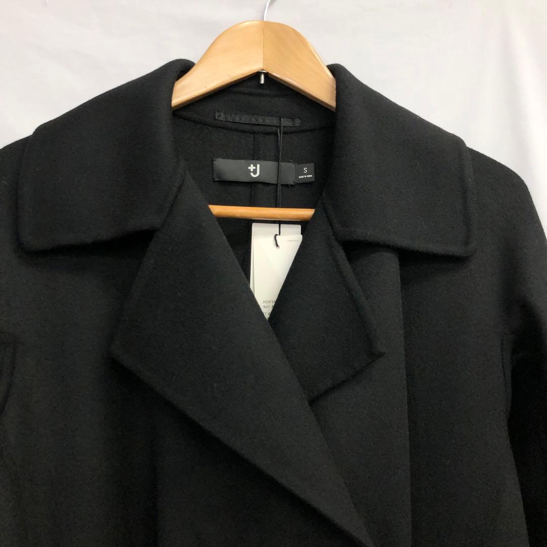 41】新品 UNIQLO +J カシミヤブレンドラップロングコート ブラック S