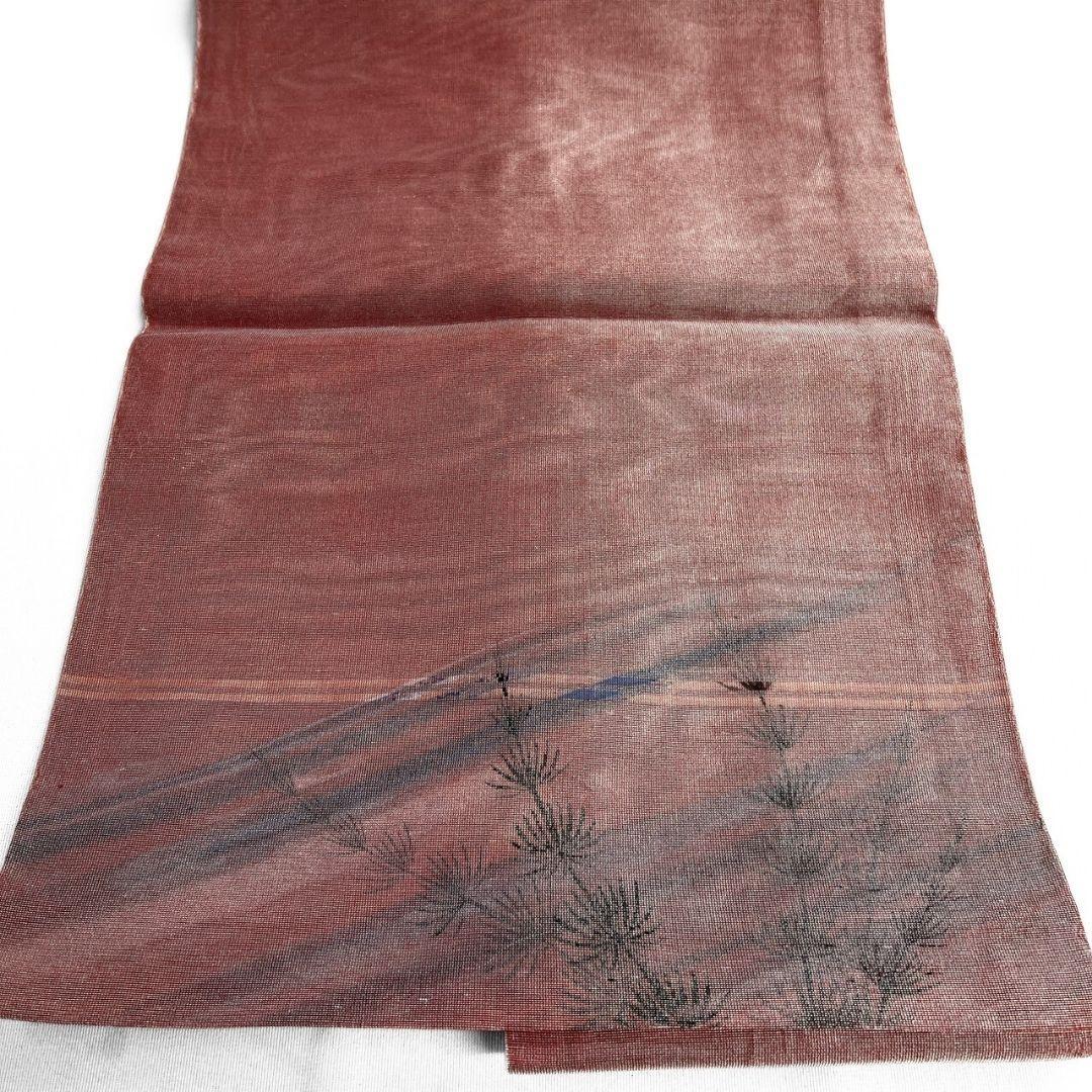 名古屋帯　アンティーク　刺繍　エンジェルフィッシュ　水草　夏用　紗　042a p