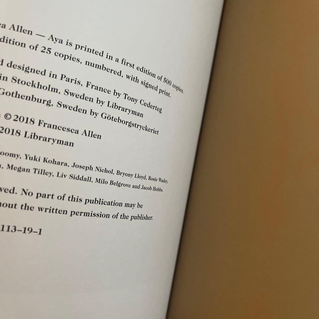 Francesca Allen Aya 500部限定