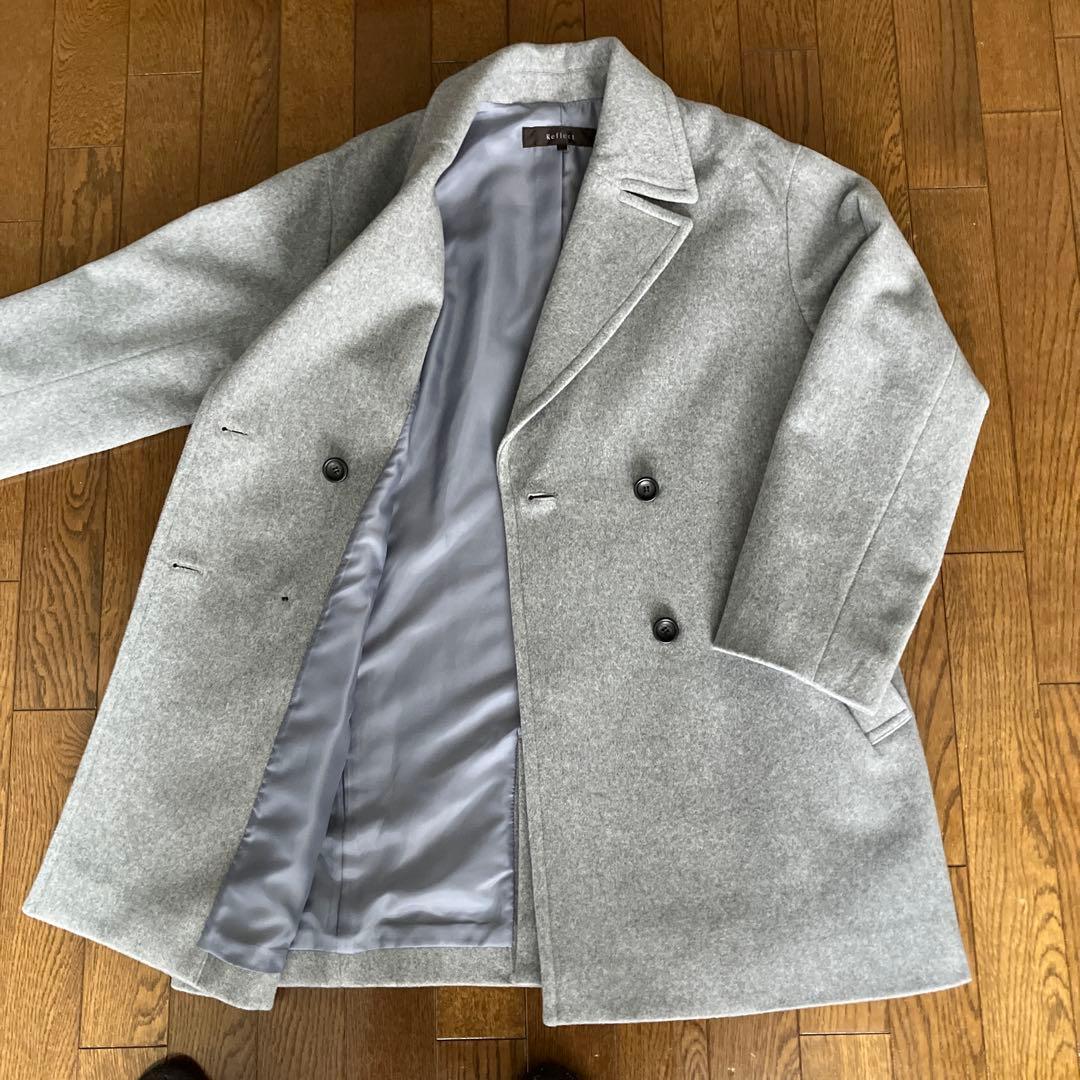 Reflect ミドル丈Pコート　ライトグレー