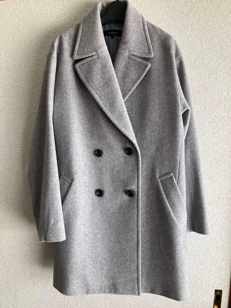 Reflect ミドル丈Pコート　ライトグレー