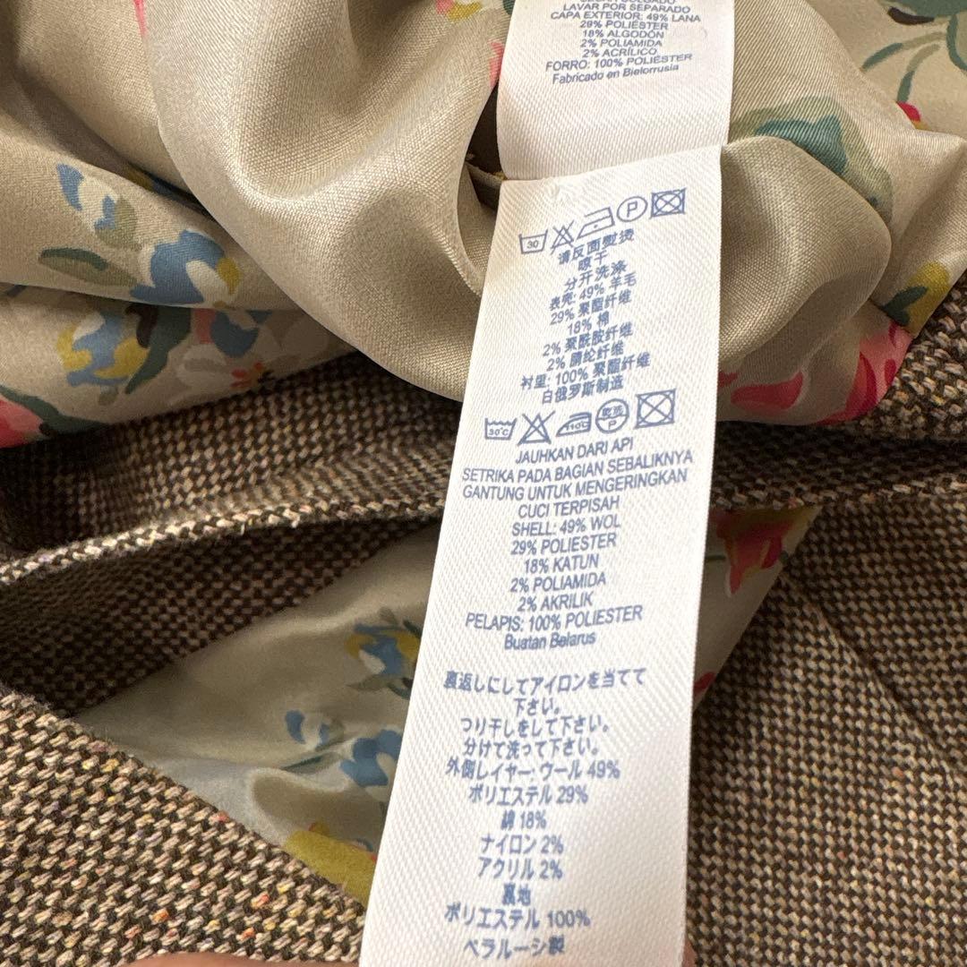 美品　キャスキッドソン　ウールツイードケープコート　ポンチョ　裏花柄