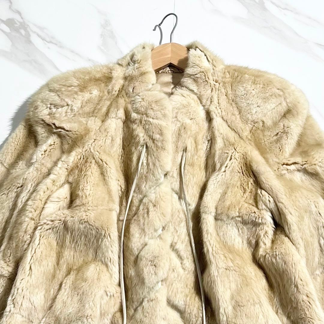 希少✨ パールミンク ファーコート ハーフ丈 ストリングコード L相当 本毛皮