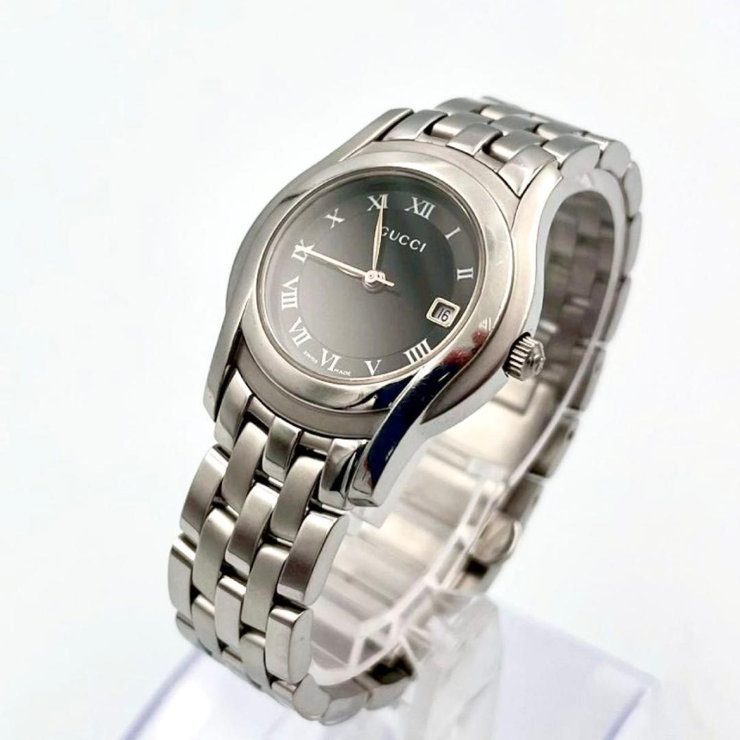 402 美品 グッチ 5500L 腕時計 デイト クォーツ ラウンド 稼働