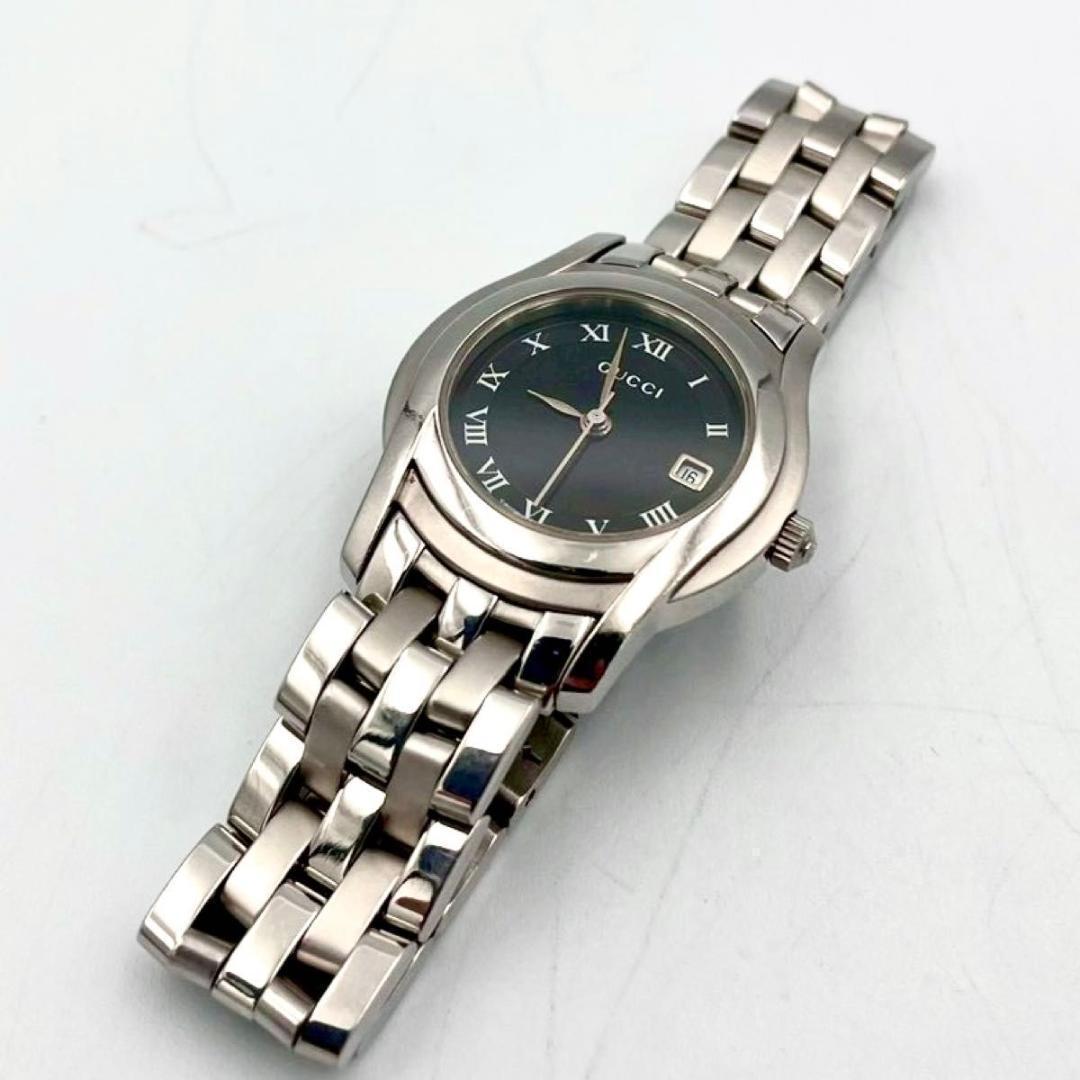 402 美品 グッチ 5500L 腕時計 デイト クォーツ ラウンド 稼働