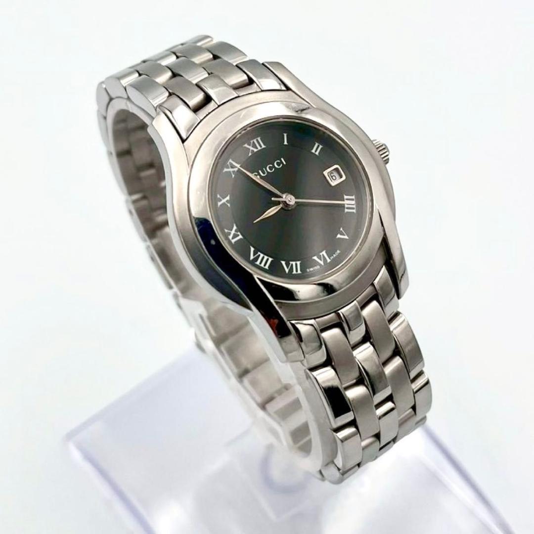 402 美品 グッチ 5500L 腕時計 デイト クォーツ ラウンド 稼働
